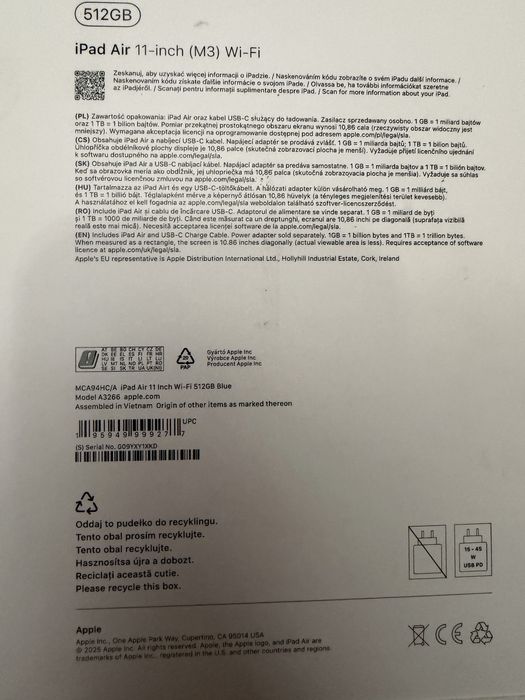 Apple iPad Air 11, M3, 512GB, Wi-Fi, Blue
