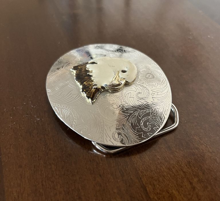 Сребърна тока за колан USA американска ръчна изработка Блу Рибън - Distinctive Blue Ribbon , Rockmount , Ranch Wear , Denver Colorado супер находка