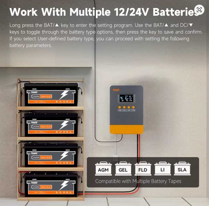 Контролер за соларни панели PowMr MPPT 45A - PRO