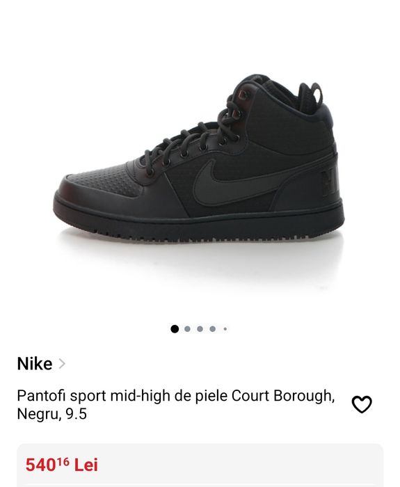 Pantofi sport mid-high de piele Court Borough, 43Negru