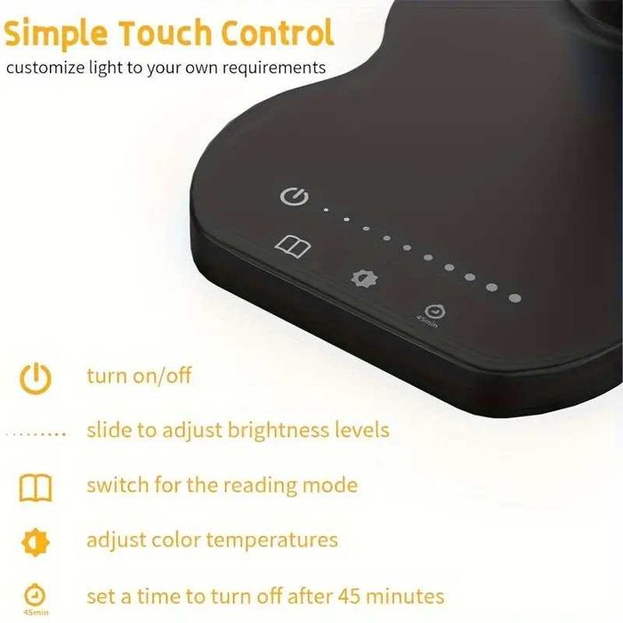 Луксозна настолна, портативна LED лампа с 5 нива на яркост и 5 нюанса