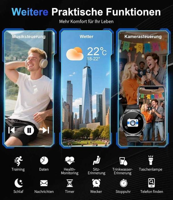 Здрав мъжки първокласен смарт часовник.