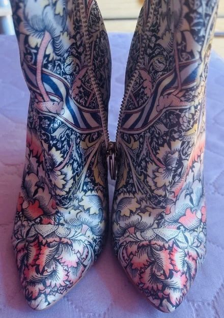 Боти Just Cavalli Baroque Floral and Leopard Print Satin Ankle Boots