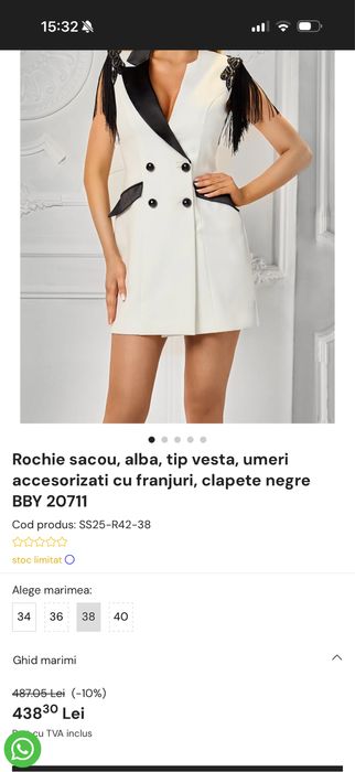 Rochie de seara, tip sacou, cu epometi, bby- noua, S