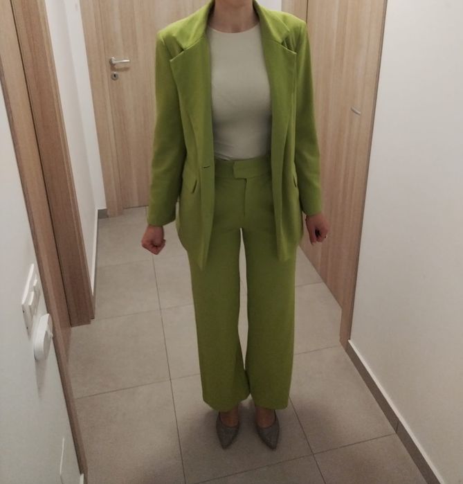 Costum dama verde neon / compleu cu pantaloni verde dama XS/S