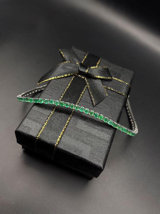 Bratara Tip Tenis Aur Alb 14K  9.25Gr Smaralde Verzi Naturale 4.27CT