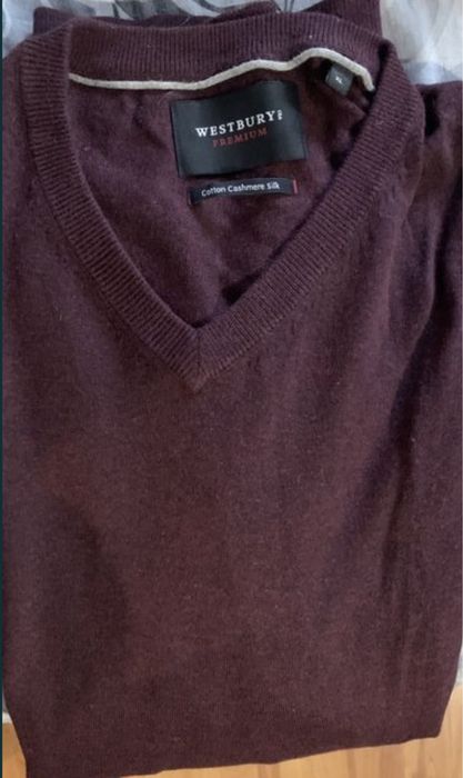 Pulover Westbury Casmir/Bumbac/Matase masura XL Visiniu NOU