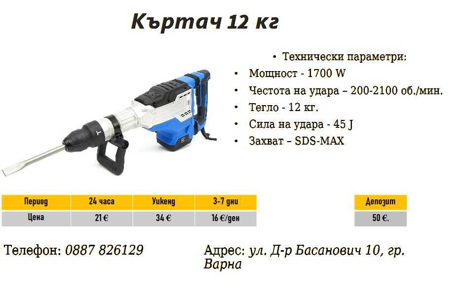 Къртач 12 кг под наем