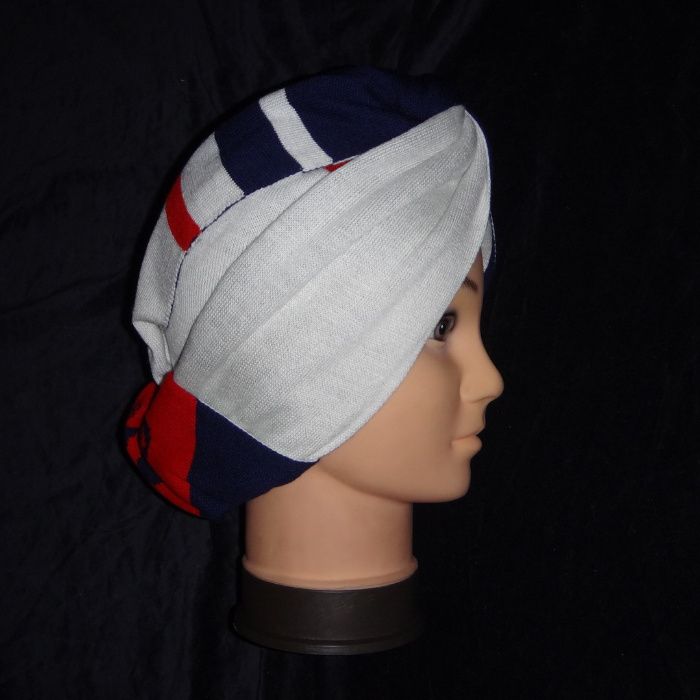 Set barbati fular fes 2 in 1 bumbac bleumarin alb rosu caciula unisex