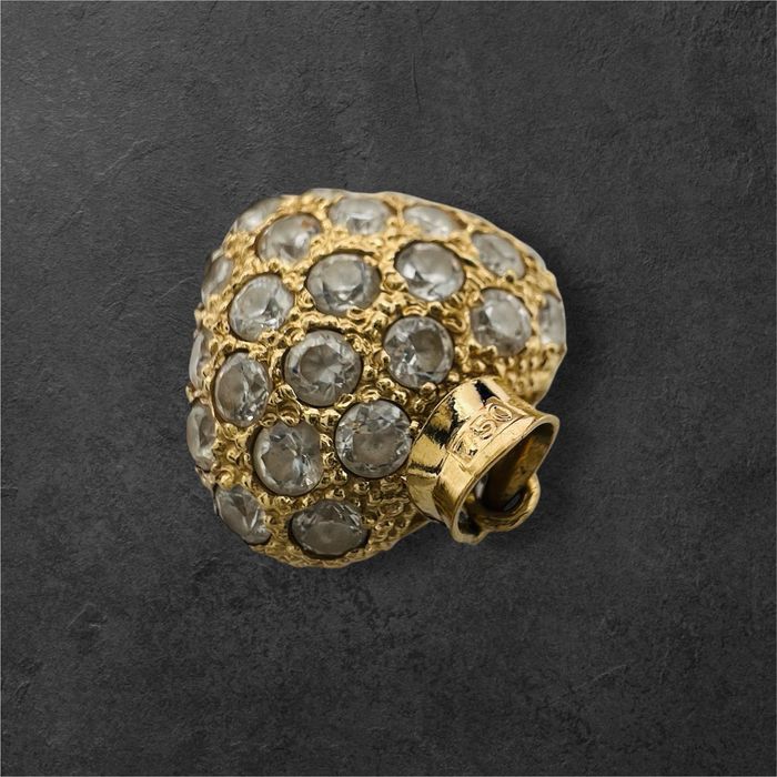 Златна висулка "Сърце" със две лица бяло и жълто 18к