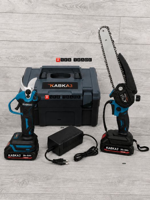 Комплект акумулаторна лозарска ножица и мини верижен трион KABKA3 36V