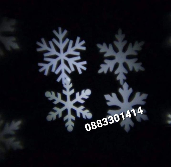 Коледен Прожектор Лазерен Фенер Снежинки Водоустойчив