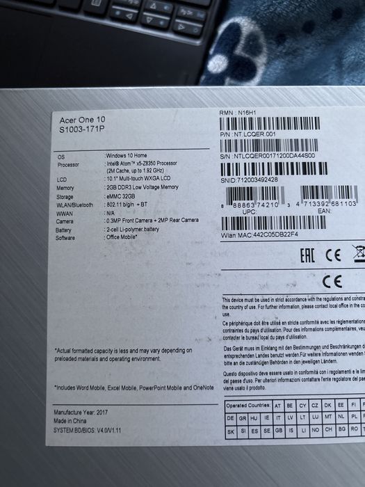 Продам плоншет  ACER