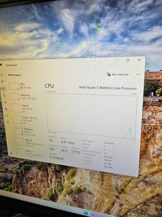 Sistem Gaming Ryzen 9600x, 16gb DDR5 RGB, Rtx 3060 12gb, ssd, etc !