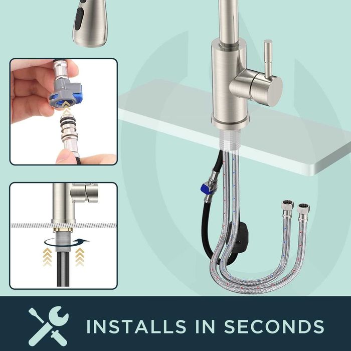 Robinet chiuvetă de bucătărie mixer cu spray de extragere, pivotant