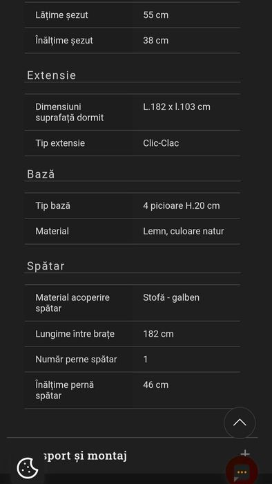 Canapea extensibila, 3 locuri, in conditii foarte bune