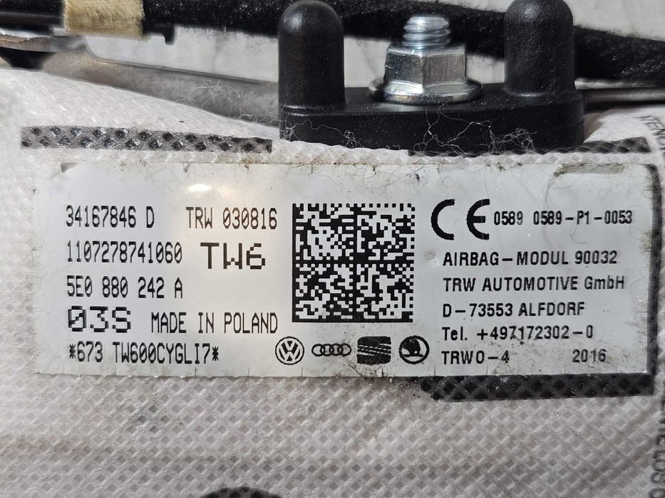Airbag scaun față dreapta Skoda Octavia III 5E 2012-2020 2016 2.0 TDI 110kW Cod OEM: 5E0880242A (5G3)