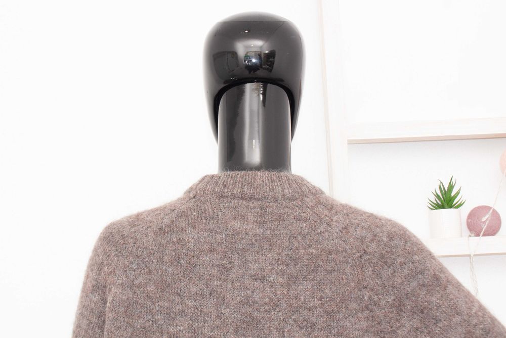 Yôke дамски пуловер от мохер и вълна кафяв меланж овърсайз S