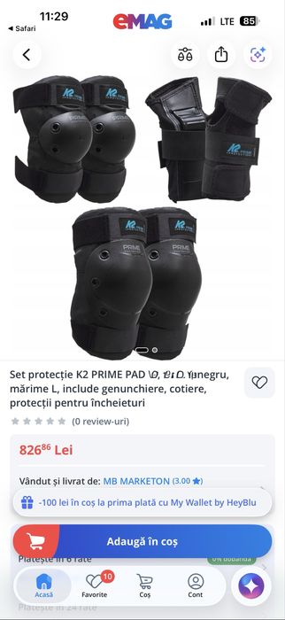 Vand Role K2 EXO 6.0 M, 42 EU, fitness/recreatie, 4x80mm, cu frana Pachet Complet Noi