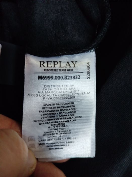 Оригинален суичър REPLAY M , L , XL  нов мъжки худи блуза черен