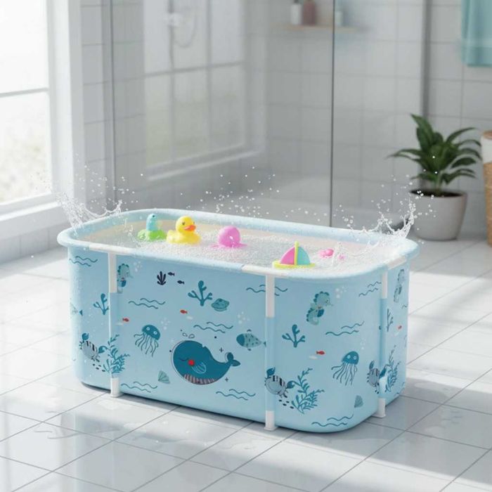 Сгъваема преносима вана XXL с възглавница и топлоизолация