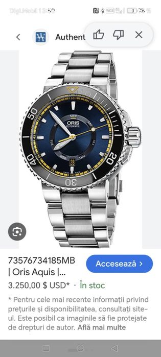 Ceas Oris Aquis Automatic Diver 500 m Funcționează impecabil!