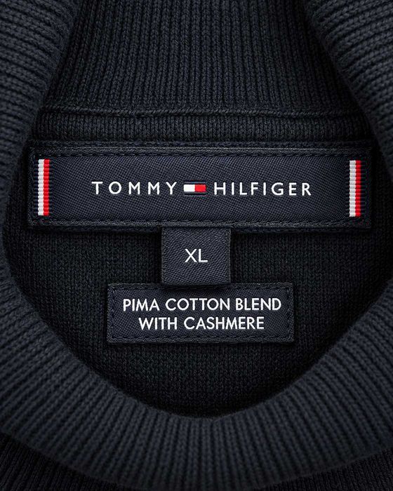Pulover Tommy Hilfiger Mărimea XL – Bumbac Pima și Cașmir – Negru – Guler Înalt