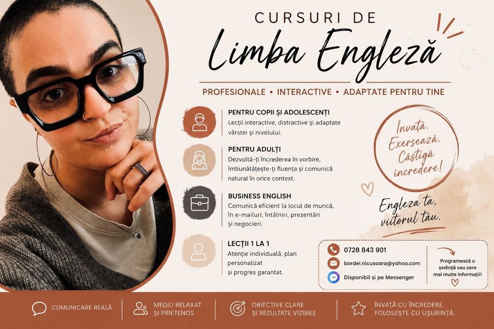 Ofer meditatii limba engleza 50 lei ora