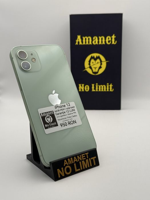 iPhone 12 Green 64GB  Baterie 79% Garantie 12 Luni , AMANET NO LIMIT.