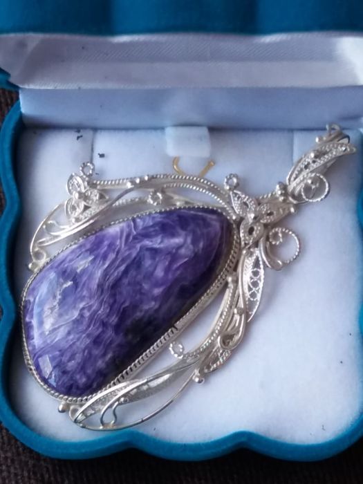 Подвеска, ручная работа, чароит.