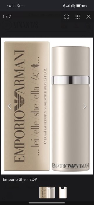 Emporio Armani She, 100ml, nou, deschis!