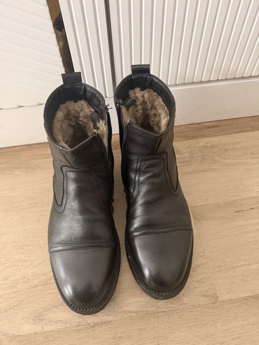Ботинки зимние, кожанные