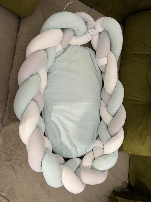 Babynest alb gri verde menta