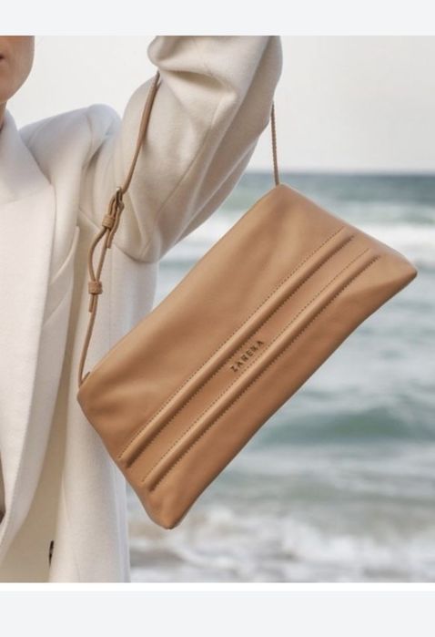 Zarena бежов клъч / малка чанта от естествена кожа