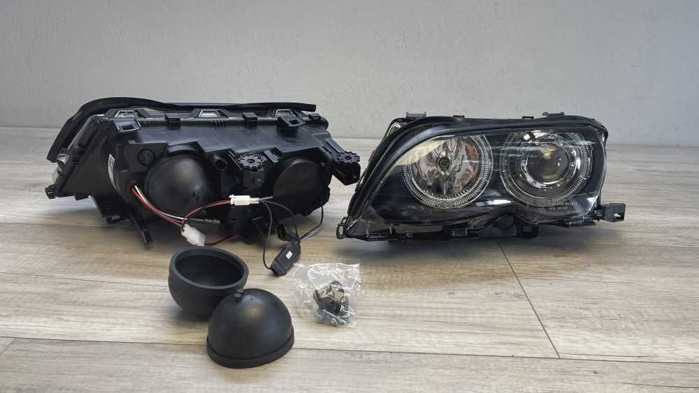 Far faruri BMW E46 FL Angel Eyes LED negru NOU