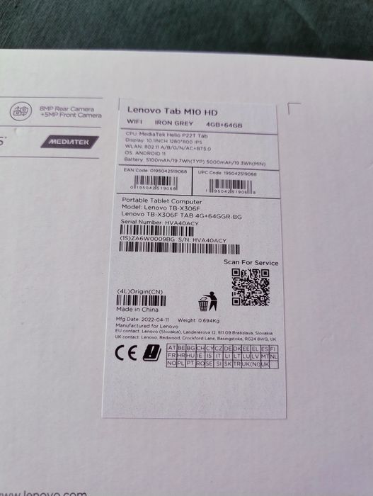 Таблет lenovo tab m10 hd  4gb / 64gb.