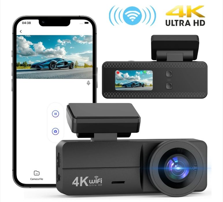 Видеорегистратор за кола 4K Ultra HD с WiFi, LCD дисплей и App контрол
