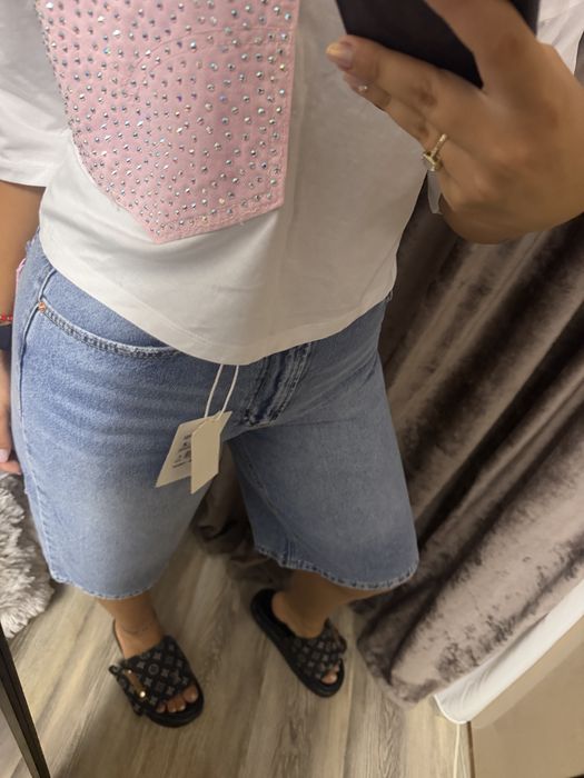 Blugi scurti de dama cu buzunare roz 34 36 38 40 42