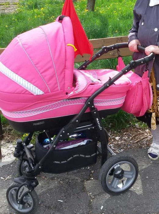 Бебешка количка розов цвят Adbor Marsel 3 in 1