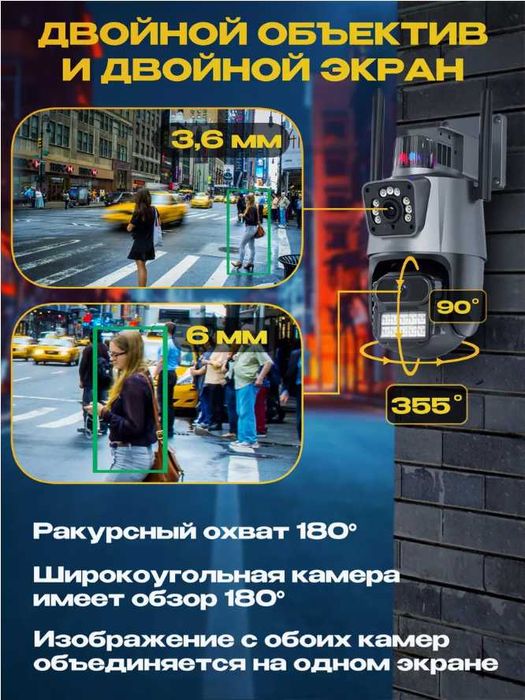 Наружная Wifi/ 4G камера iCSee/ V380 pro двухкамерный PTZ Сим карта