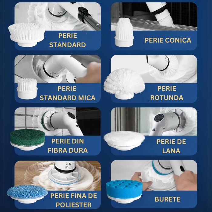 Perie electrica rotativa pentru curatare eficienta, multifunctionala