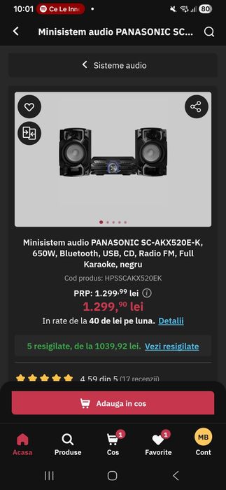 Vand sistem panasonic SA-AKX520 cu accesori