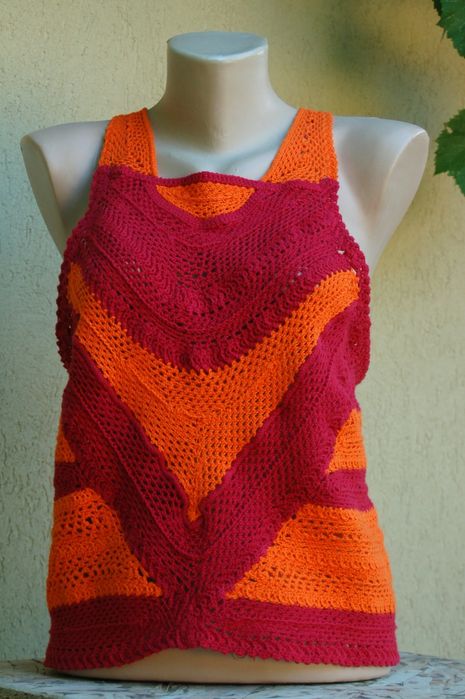 ~top.damă.orange~hand.made~unicat~