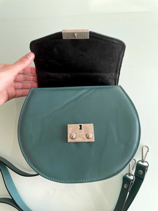 Vand poseta dama din PIELE NATURALA, verde turcoaz, noua