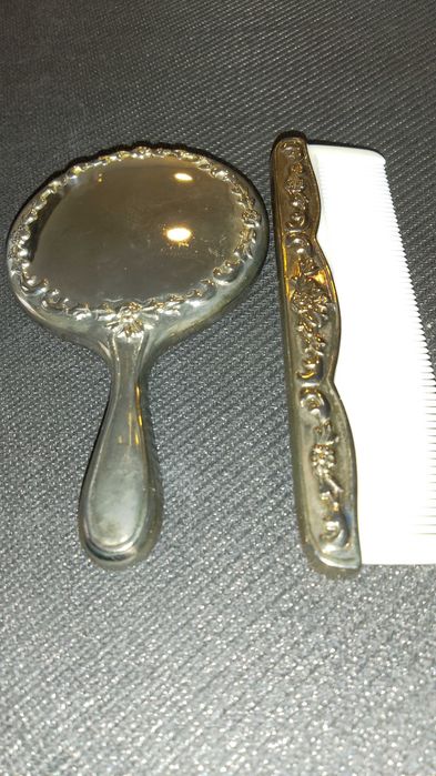 Set obiecte de toaleta Vintage, Silver plated, stil Art Nouveau