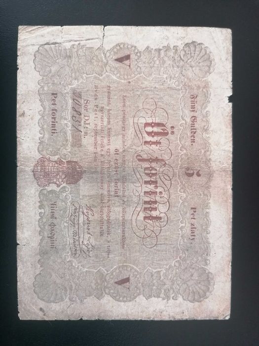 Bancnota Ungaria 5 forint din Revolutia Maghiara 1848