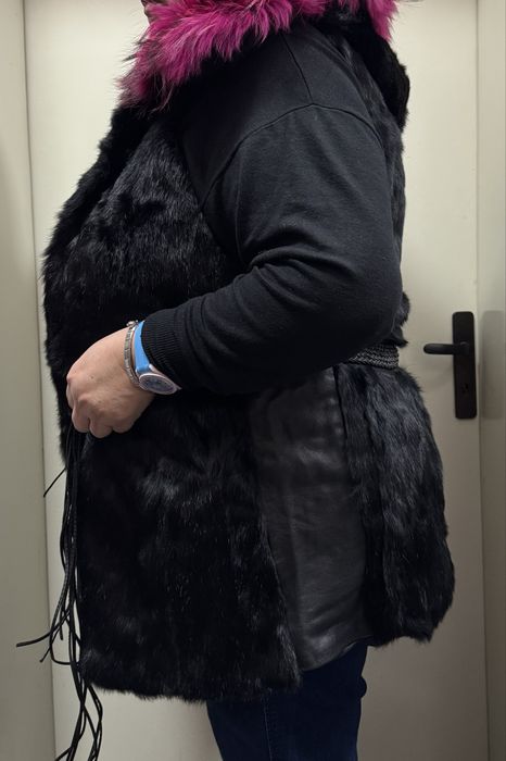 Елек от черен заек и лисица