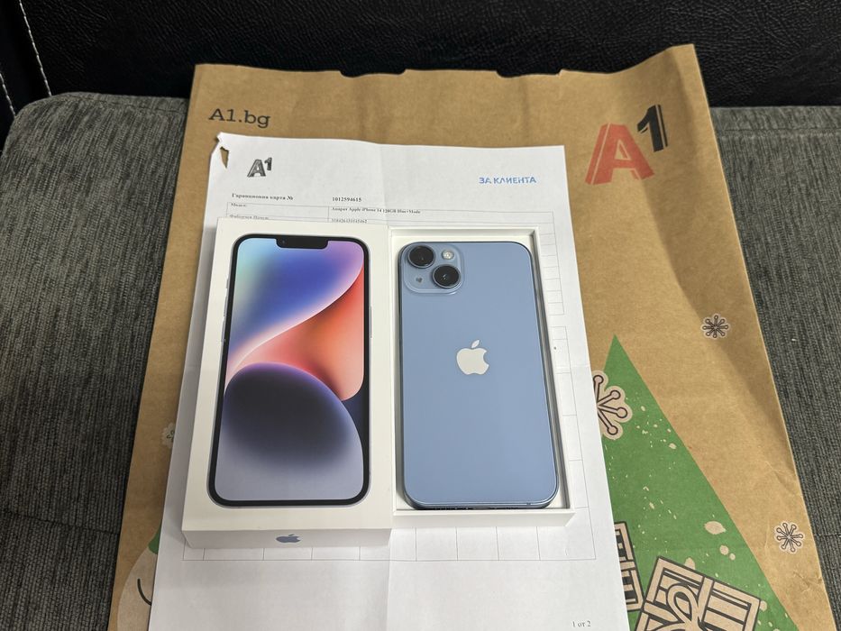 ***89% 128GB iPhone 14 A1 Гаранция 2027г. Blue / Син