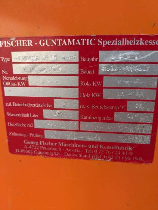 Cazan, centrala  gazeificare Fisher Guntamatic Turbra 30kw