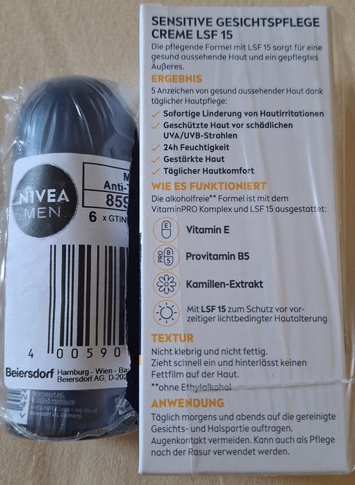 NIVEA MEN комплект за мъже от рол он и дневен крем за чувствителна кож